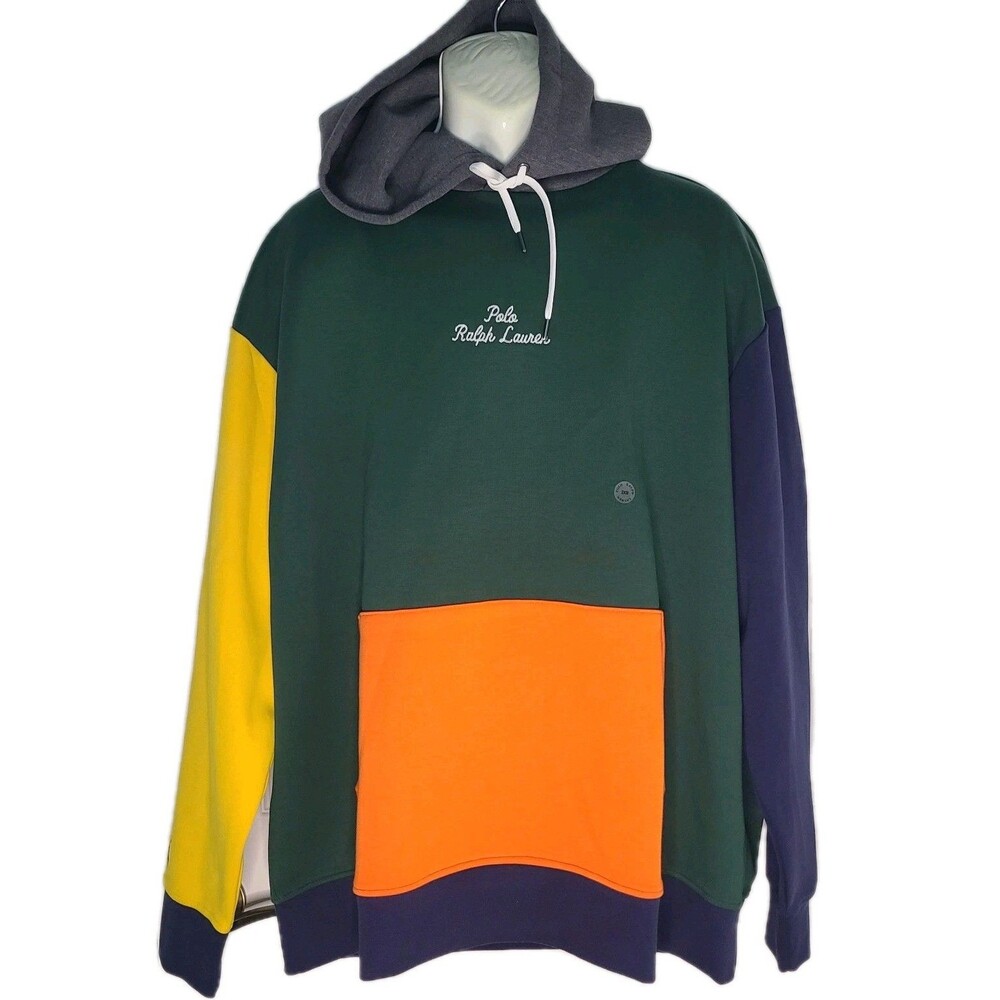 Men’s Polo Ralph Lauren Hoodie Double Knit Logo Colorblock  sz 2XB new/ tag